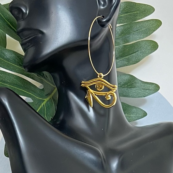 Eye of Horus Hoops - Ancient Egyptian Earrings - Protection Egyptian Earrings - Picture 3 of 8